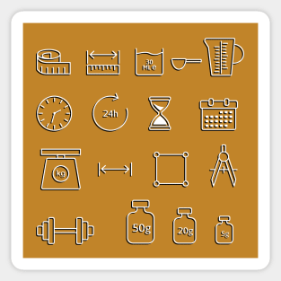 Set of measure included icons line Sticker